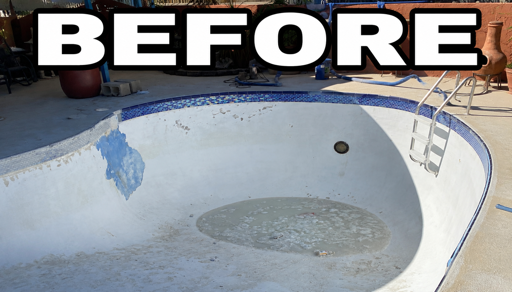 Pool before fiberglass resurfacing by Fibre Tech Inc.